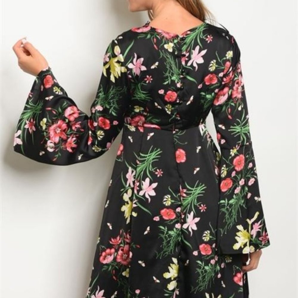Floral Bell Sleeved Formal Dress***MAKE OFFER***